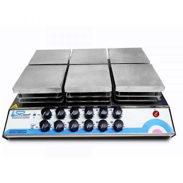 Agitador Magnético Multiposições em Aço Inox - Com Aquecimento - 6 Provas - Capacidade (Cada Frasco) até 1 Litro - Temperatura 36°C a 360°C - Velocidade 0 a 1600 RPM - Modelo SP-10206/A - SPLABOR - Imagem 9