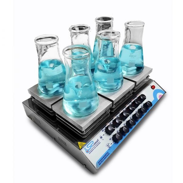 Agitador Magnético Multiposições em Aço Inox - Com Aquecimento - 6 Provas - Capacidade (Cada Frasco) até 1 Litro - Temperatura 36°C a 360°C - Velocidade 0 a 1600 RPM - Modelo SP-10206/A - SPLABOR - Imagem 6