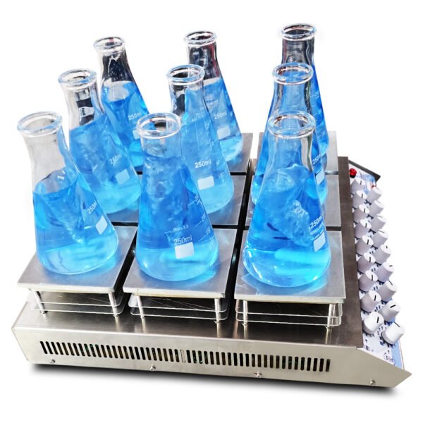 Agitador Magnético Multiposições em Aço Inox - Com Aquecimento - 9 Provas - Capacidade (Cada Frasco) até 1 Litro - Temperatura 36°C a 360°C - Velocidade 0 a 1600 RPM - Modelo SP-10209/A - SPLABOR - Image 18