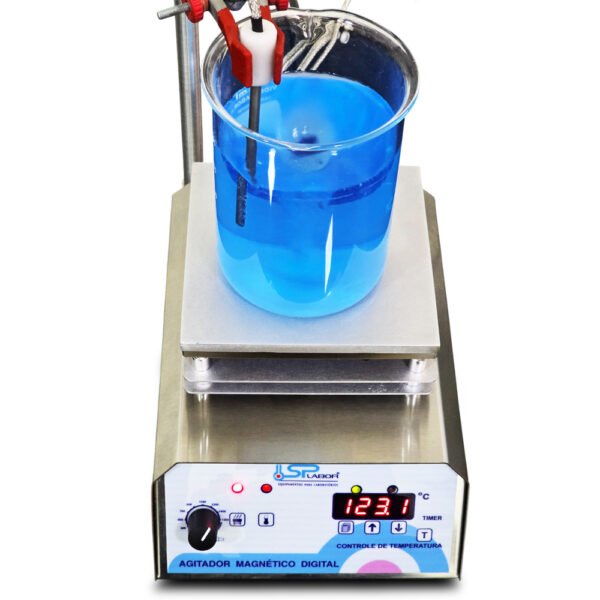 Agitador Magnético Digital em Aço Inox - Com Aquecimento - Capacidade 10 Litros - Velocidade 250 a 1600 RPM/TPM - Com Controle de Temperatura da Chapa e do Líquido - Modelo SP-164 - SPLABOR - Imagem 10