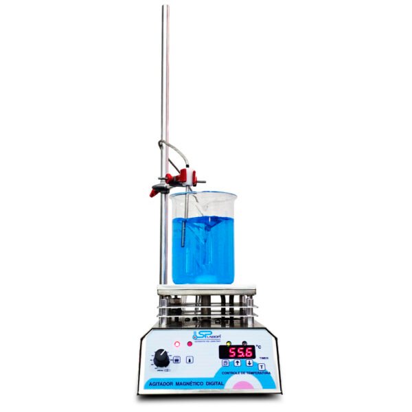 Agitador Magnético Digital em Aço Inox - Com Aquecimento - Capacidade 10 Litros - Velocidade 250 a 1600 RPM/TPM - Com Controle de Temperatura da Chapa e do Líquido - Modelo SP-164 - SPLABOR - Imagem 6
