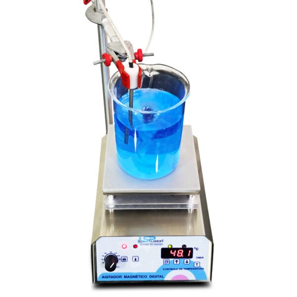 Agitador Magnético Digital em Aço Inox - Com Aquecimento - Capacidade 10 Litros - Velocidade 250 a 1600 RPM/TPM - Com Controle de Temperatura da Chapa e do Líquido - Modelo SP-164 - SPLABOR - Imagem 11