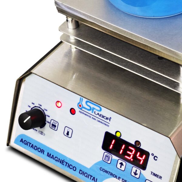 Agitador Magnético Digital em Aço Inox - Com Aquecimento - Capacidade 10 Litros - Velocidade 250 a 1600 RPM/TPM - Com Controle de Temperatura da Chapa e do Líquido - Modelo SP-164 - SPLABOR - Imagem 17