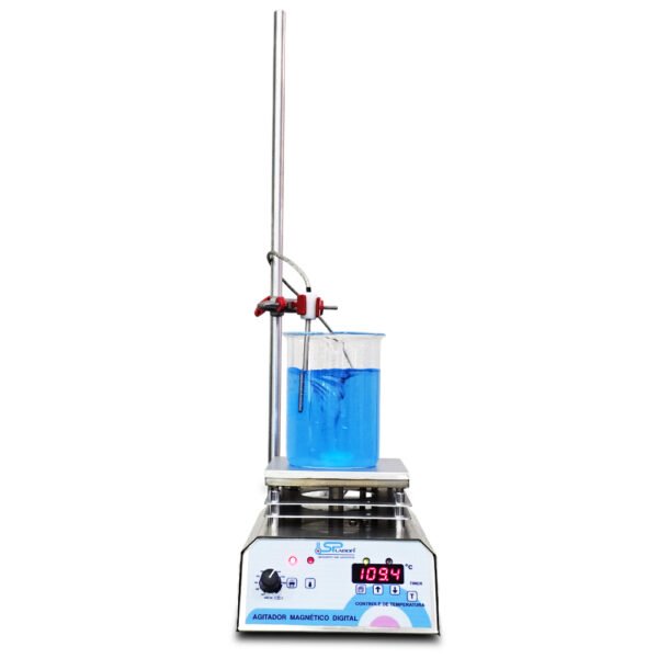 Agitador Magnético Digital em Aço Inox - Com Aquecimento - Capacidade 10 Litros - Velocidade 250 a 1600 RPM/TPM - Com Controle de Temperatura da Chapa e do Líquido - Modelo SP-164 - SPLABOR - Imagem 4
