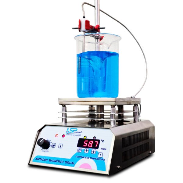 Agitador Magnético Digital em Aço Inox - Com Aquecimento - Capacidade 10 Litros - Velocidade 250 a 1600 RPM/TPM - Com Controle de Temperatura da Chapa e do Líquido - Modelo SP-164 - SPLABOR - Imagem 12