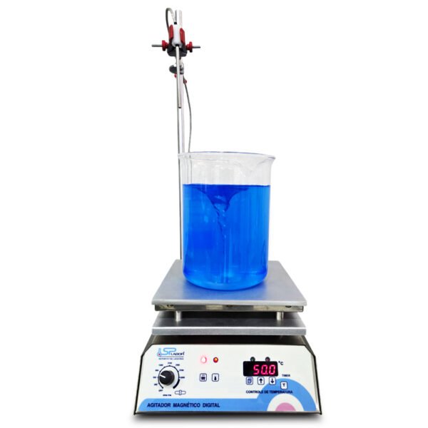 Agitador Magnético Digital em Aço Inox - Com Aquecimento - Capacidade 20 Litros - Velocidade 250 a 4200 RPM/TPM - Com Controle de Temperatura da Chapa e do Líquido - Modelo SP-165 - SPLABOR - Imagem 7