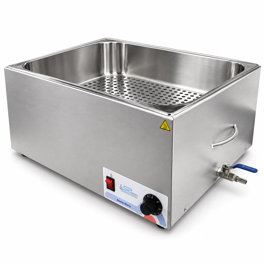 Banho Maria Analogico Modelo SP 45 100IA Banho Maria Analógico - Inox - Capacidade 30 Litros - Temperatura até 200°C - Modelo SP-45/200IA - SPLABOR