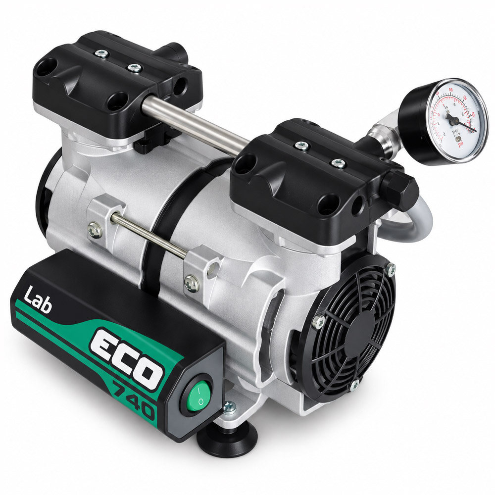 Bomba de Vacuo de Pistao Isento de Oleo SP 740 Bomba de Vácuo de Pistão Isento de Óleo – 2 Pistões – Vácuo Máximo 740 mmHg/ 29,1”Hg – Modelo SP-740/LAB
