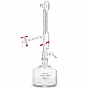 Bureta Automática com Duas Torneiras de PTFE e Frasco - Incolor - VIDROLABOR