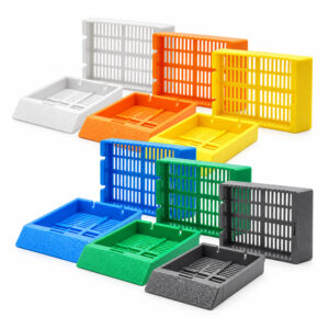 Cassete para Biópsia (Automação) – Orifício 5x1mm – Rack com 75 Unidades em Caixa Fechada com 1500 Unidades