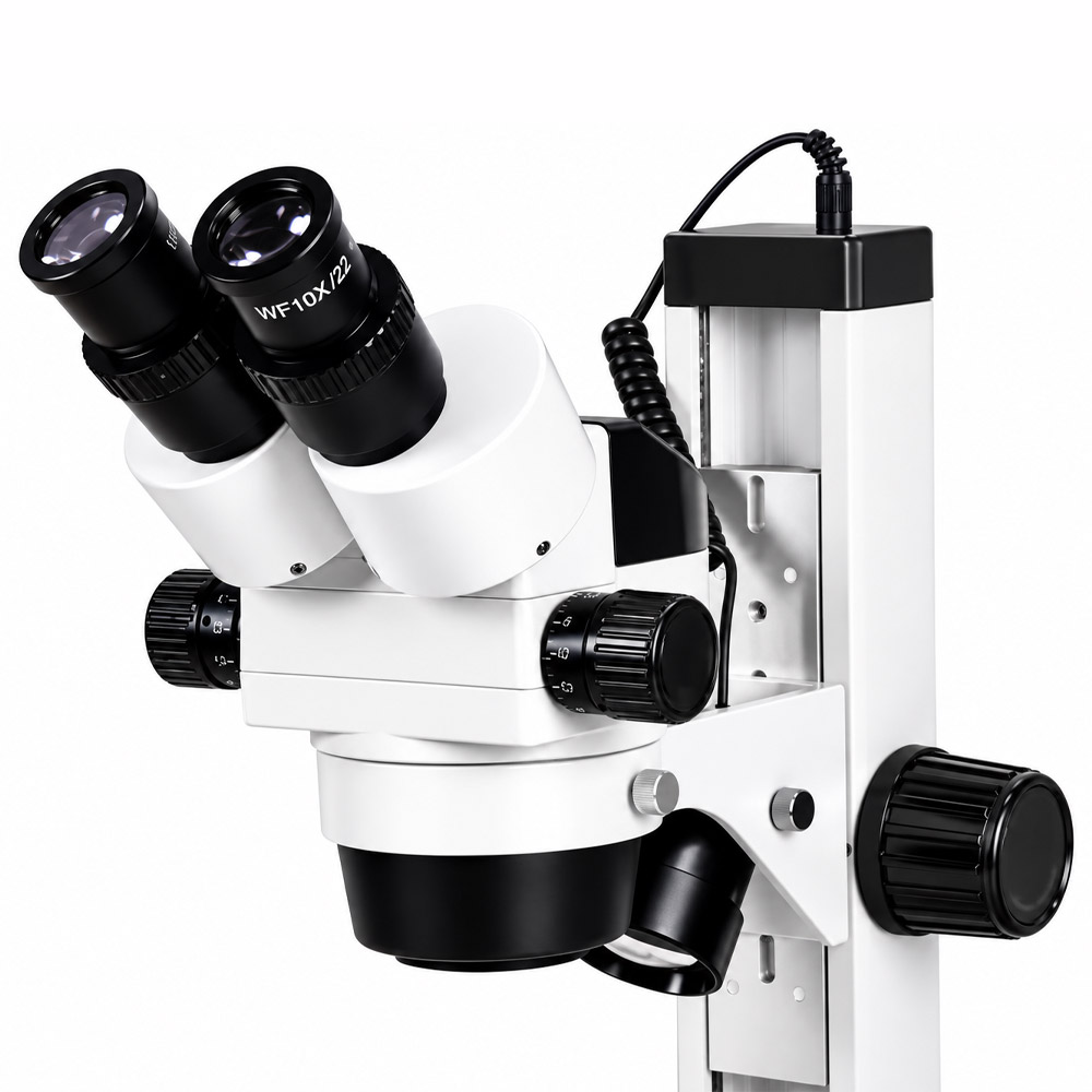 Estereomicroscopio Binocular 1 Estereomicroscópio Binocular com Oculares WF20x, Lente Auxiliar 2x e Iluminação em LED – Modelo ECZ-BLACK-BI-180-L-BI – BIOFOCUS - Imagem 2