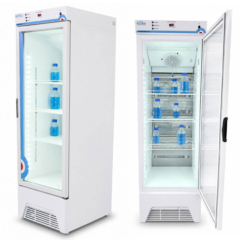 Incubadora para BOD tipo Vitrine 572 litros 3 Incubadora para BOD - Tipo Vitrine - Porta de Vidro - Capacidade 572 Litros - 3 Prateleiras - Modelo SP-209/572 - SPLABOR