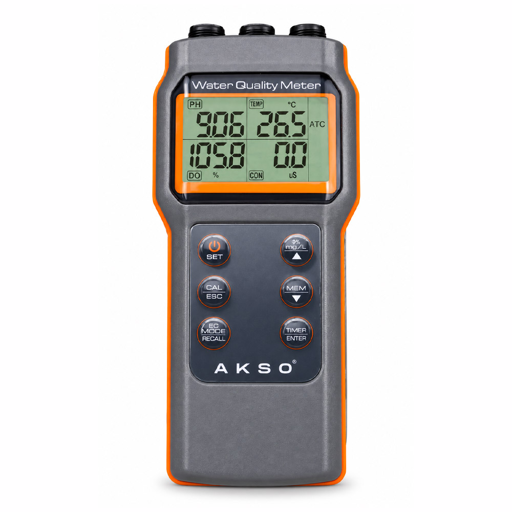 Medidor Multiparametro a Prova dAgua AK88 1 Medidor Multiparâmetro à Prova d'Água (pH/Conduvidade/Salinidade/TDS/OD) - Com Sondas e Maleta - Modelo AK88+ - AKSO