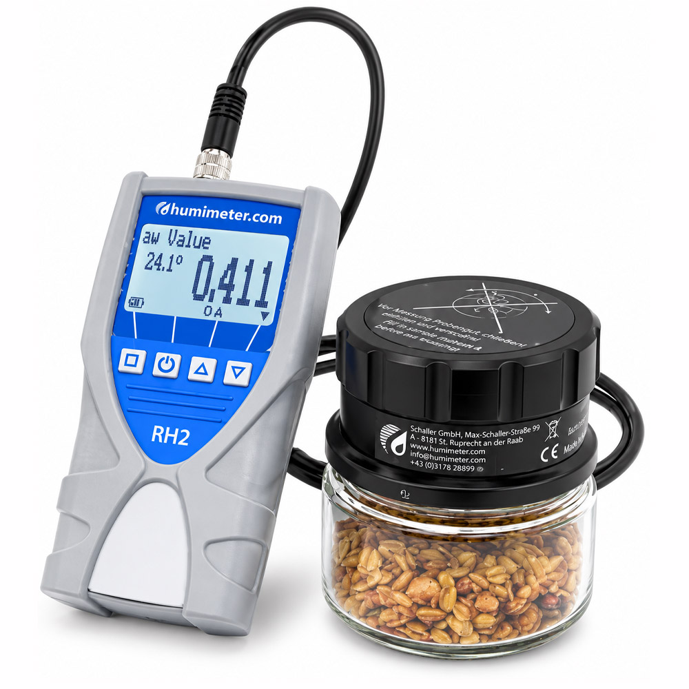 Medidor de Atividade de Agua RH2 2 Medidor de Atividade de Água - Faixa de Medição 0.030 a 0.980 (Atividade de Água) - Com Sonda, Maleta e Kit - Modelo RH2 - AKSO