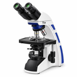 Microscópio Biológico Binocular - 4 Objetivas Planacromáticas - Aumento de até 1000X - Com Óptica Infinita - Modelo BLUE1000-B-I-L-BI - BIOFOCUS