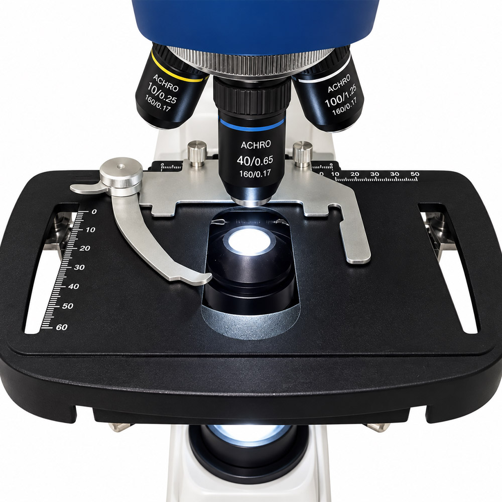 Microscopio Biologico Binocular BLUE1600BA L BAT 12 Microscópio Biológico Binocular - 4 Objetivas Acromáticas - Aumento de até 1600X - Modelo BLUE1600BA-L-BAT - BIOFOCUS - Imagem 11