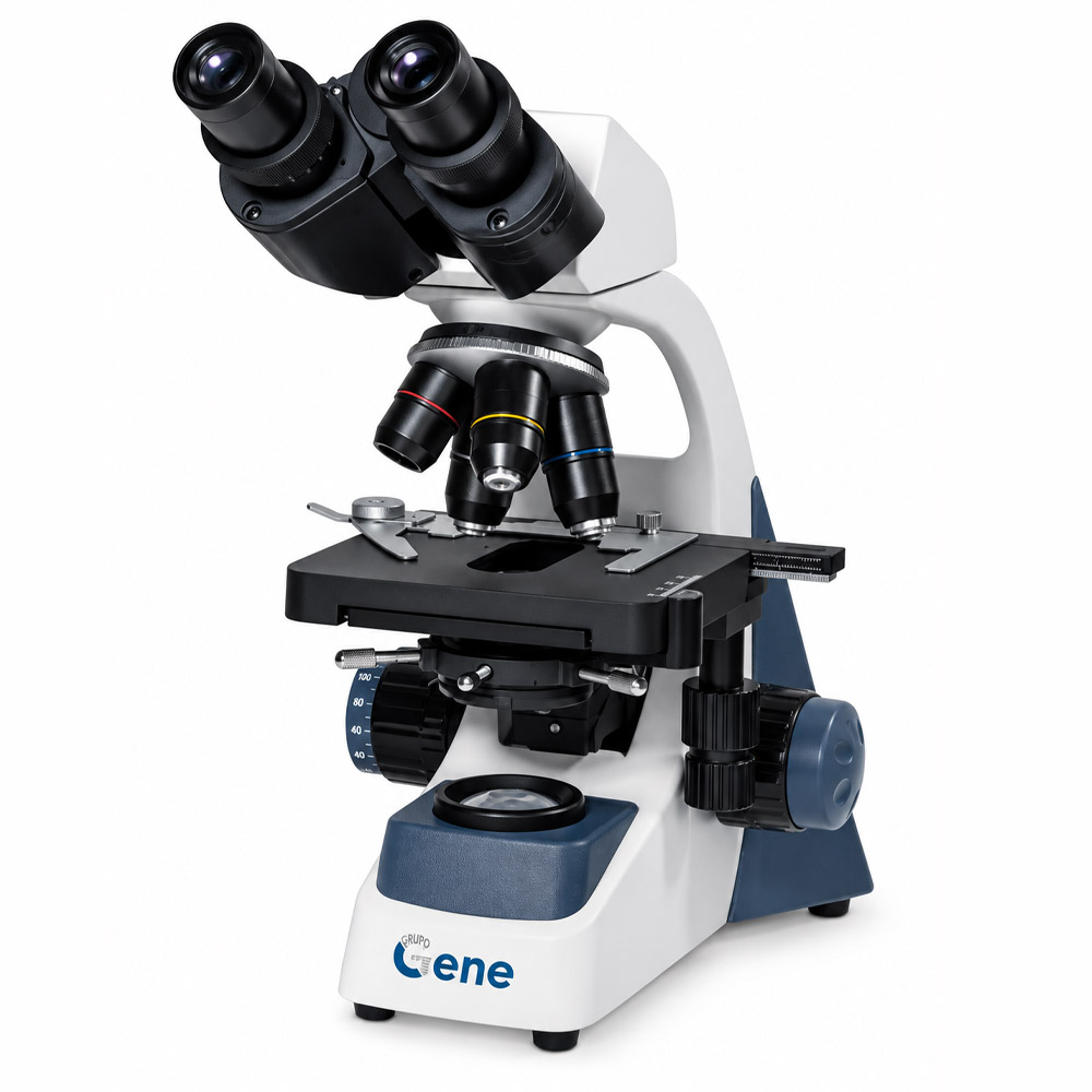 Microscopio Biologico Binocular LC1600BA Microscópio Biológico Binocular - 4 Objetivas Acromáticas 4X/10X/40X/100X - Aumento até 1600X - Iluminação em LED - Modelo LC1600BA-L-BI - GENE
