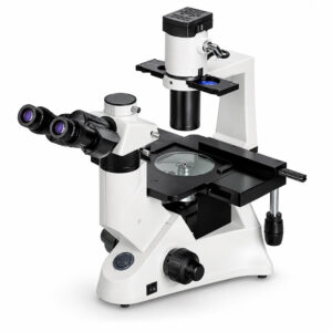 Microscópio Biológico Invertido Trinocular Planacromático - Aumento de até 400X - Objetivas 4X/10X/20X/40X - Iluminação LED - Modelo INV100-PH-LED - BEL