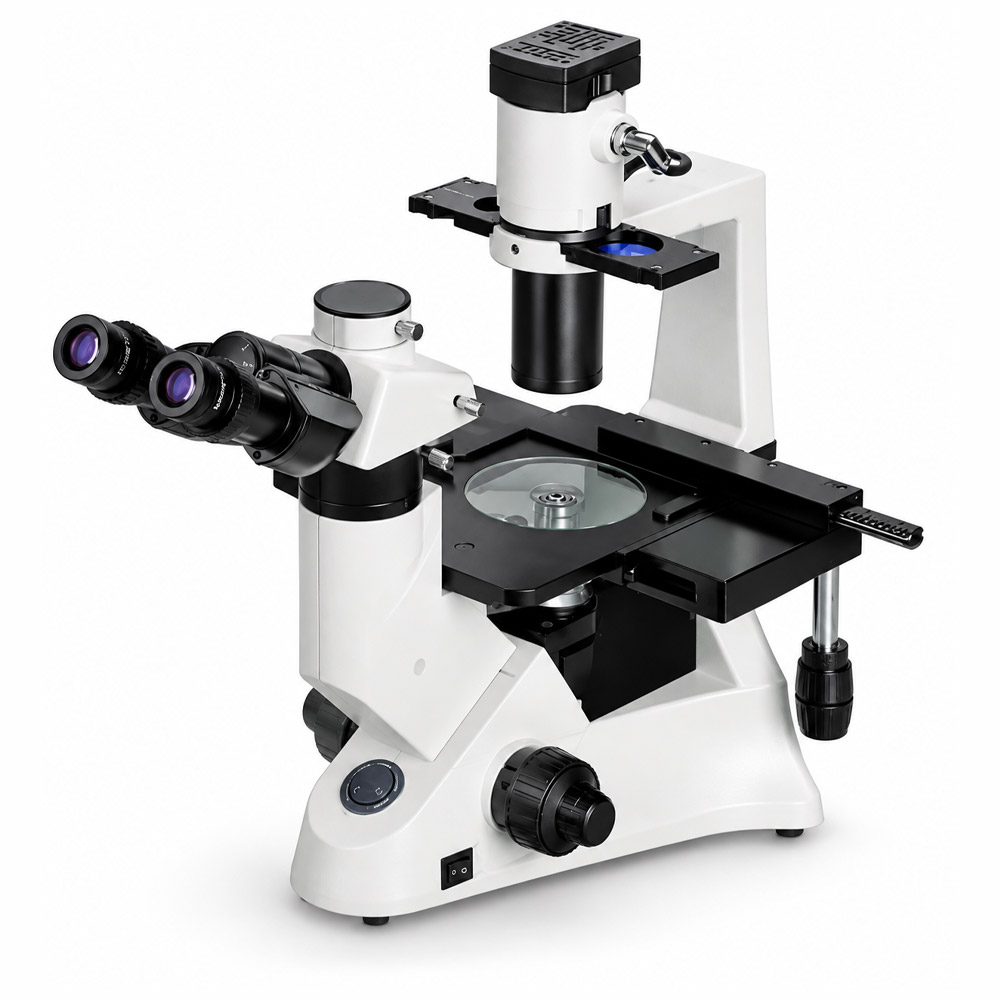 Microscopio Biologico Invertido Trinocular INV100 PH LED 1 Microscópio Biológico Invertido Trinocular Planacromático - Aumento de até 400X - Objetivas 4X/10X/20X/40X - Iluminação LED - Modelo INV100-PH-LED - BEL