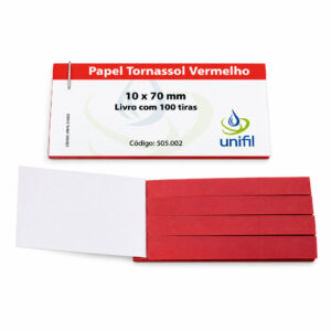 Papel de Tornassol - Cor Vermelho - Livro com 100 Tiras - Modelo 505.002 - UNIFIL