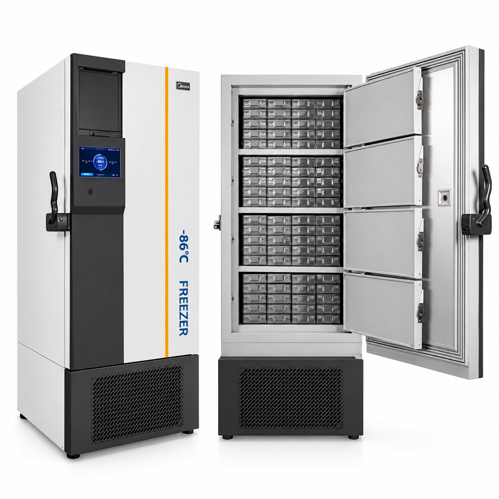 Ultra Freezer Com Touch Screen MD 86L568BS 1 Ultra Freezer - Com Touch Screen - Faixa de Temperatura -40°C a -86°C - Capacidade 568 Litros - Modelo MD-86L568BS - MIDEA BIOMEDICAL