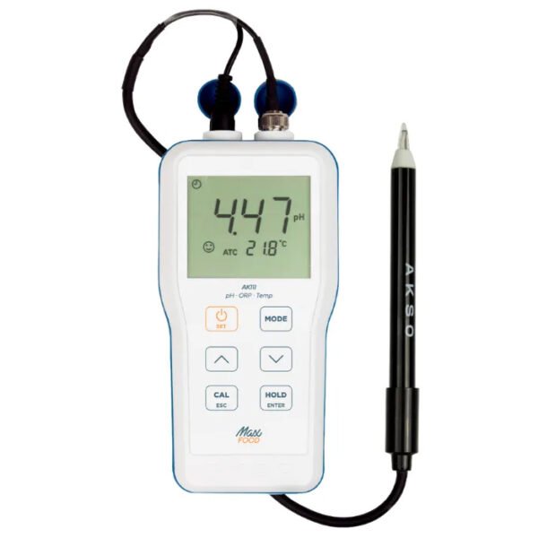 Medidor de pH Portátil para Semissólidos - Faixa de Medição -2 a 16pH - Com Eletrodo de pH, Maleta e Soluções - Modelo AK-111 - AKSO