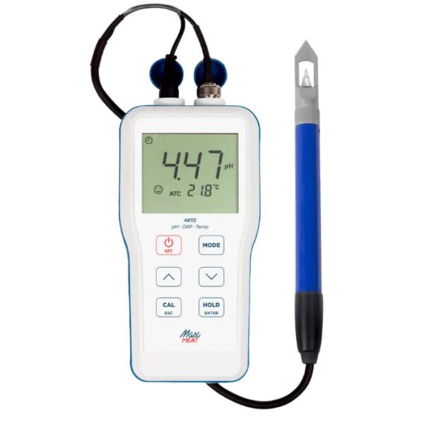 Medidor de pH Portátil para Sólidos/ Carnes - Faixa de Medição -2 a 16pH - Com Eletrodo de pH, Maleta e Soluções - Modelo AK-112