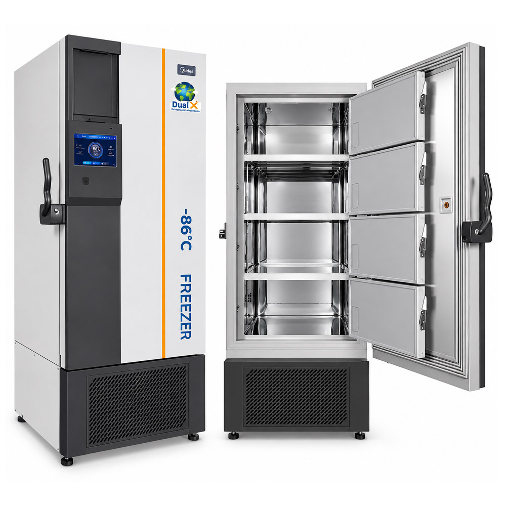 Ultra Freezer com Touch Screen 1 Ultra Freezer - Com Touch Screen e Resfriamento Duplo - Faixa de Temperatura -40°C a -86°C - Capacidade 580 Litros - Modelo MD-86L580BS - MIDEA BIOMEDICAL